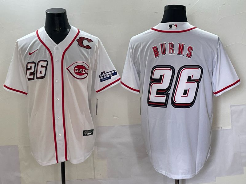 Men 2025 Cincinnati Reds #26 Burns White Nike MLB Jersey style 08->cincinnati reds->MLB Jersey